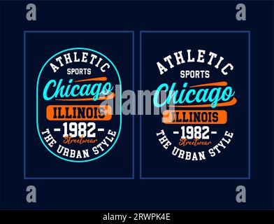 athletic,chicago, urban style, vintage college for t-shirt, posters, labels, etc. vector design Stock Vector