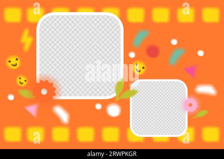 Orange crazy acid y2k aura aesthetic background. Stock Vector