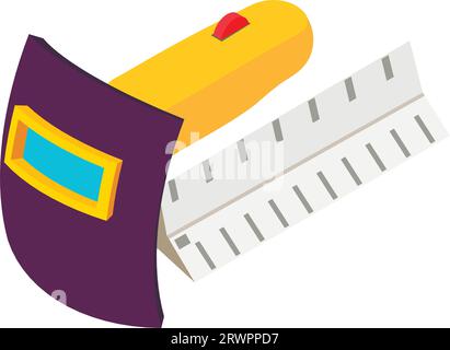 Soldering tool icon isometric vector. Soldering iron equipment and welder mask. Construction and repair work Stock Vector
