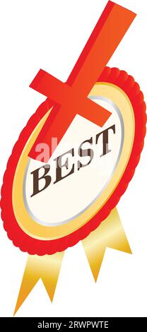 No best icon isometric vector. Golden best quality sign crossed out in red icon. Refutation, cancellation Stock Vector