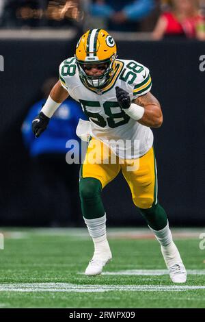 Green Bay Packers linebacker Isaiah McDuffie (58) runs for the play during  an NFL football game against the Cincinnati Bengals, Sunday, Oct. 10, 2021,  in Cincinnati. (AP Photo/Emilee Chinn Stock Photo - Alamy