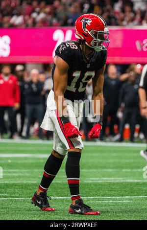 Atlanta Falcons wide receiver Mack Hollins (18) lines up during