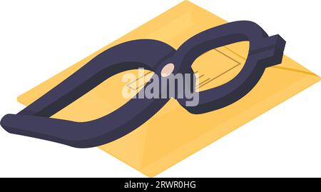 Professional tool icon isometric vector. Metal smith tongs and paper envelope. Forging, blacksmithing Stock Vector