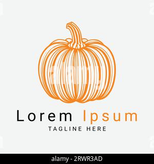 Outlined autumn orange pumpkin. Design element for Halloween, Thanksgiving, and harvest festival. Diet vegetable. Vector illustration. Stock Vector