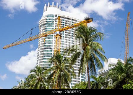 Miami Beach Florida,Fontainebleau II Tresor Tower,cranes high rise rises skyscrapers buildings,skyscraper tall building city urban skyline,architectur Stock Photo