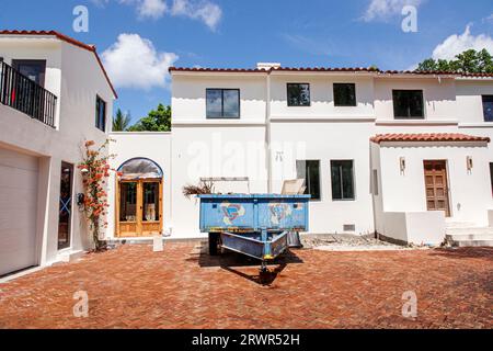 Miami Beach Florida,remodeled outside exterior,building front entrance,home homes residences houses,residence house,under new construction site,buildi Stock Photo
