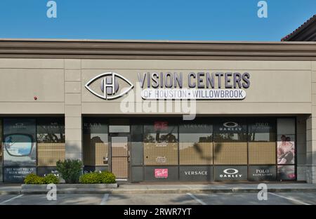Houston, Texas USA 07-30-2023: Vision Centers of Houston storefront exterior in Willowbrook, Houston TX. Local eyewear and optometry business. Stock Photo