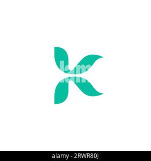 K leaf Logo Design. Letter K Minimalist Logo Stock Vector
