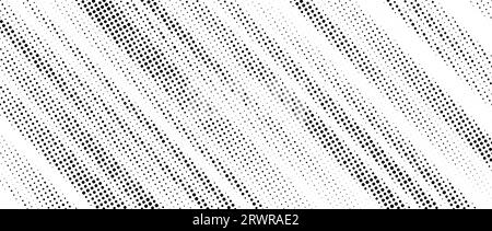 Halftone diagonal striped noise texture. White and black oblique faded ...