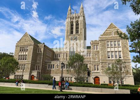 Newton, MA - September 15, 2023: Gasson Hall on the Boston College campus, designed by Charles Donagh Maginnis in 1908, it represents collegiate gothi Stock Photo