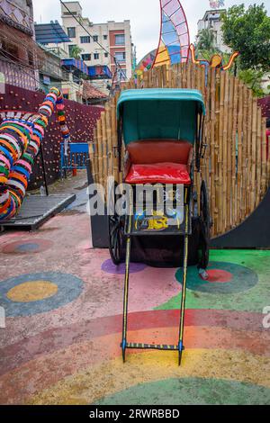 Picture of decorated Durga Puja pandal in Kolkata, West Bengal, India on October 23, 2020. Durga Puja is the biggest religious festival of Hinduism an Stock Photo