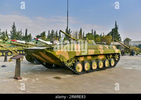 Soviet-made tank and missiles used by the Syrian military in the 1973 October War put on display outside the October War Panorama in Damascus, Syria Stock Photo