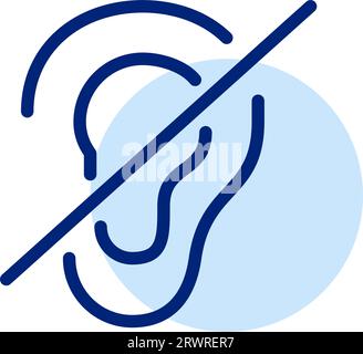 Ear crossed. Hearing impairment or silent mode activation. Pixel perfect icon Stock Vector
