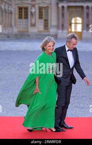 Bernard Arnault and Hélène Arnault arrives in the “Booksellers Area” of the  White House to attend a state dinner honoring France's President Emmanuel  Macron on April 24, 2018 in Washington, DC. Photo