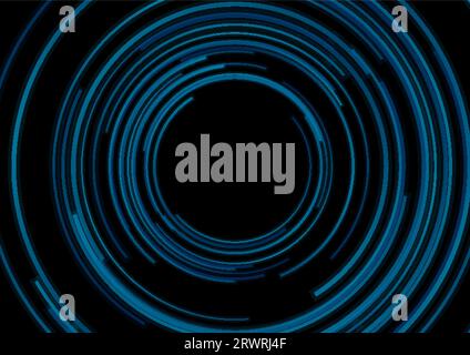 Dark blue circular lines abstract futuristic technology background. Vector design Stock Vector