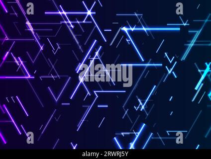 Blue and purple neon laser lines abstract tech background. Vector futuristic design Stock Vector