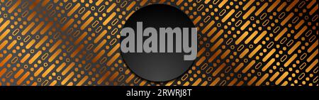 Bronze minimal geometric abstract banner with black circle. Vector technology background Stock Vector