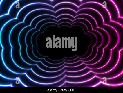 Blue and purple neon clouds abstract tech background. Vector illustration Stock Vector