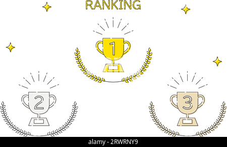 Simple trophy and laurel ranking icon set, 1st-3rd place, Vector ...