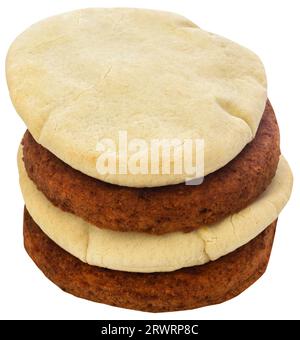 Pitta bread with patty as sandwich Stock Photo