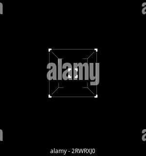 Futuristic GUI rectangle target, military aim, tech sight, HUD reticle Stock Vector