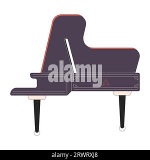 Concerto grand piano 2D linear cartoon object Stock Vector
