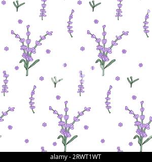 Lavender colorful flower seamless pattern for textile. Stock Vector