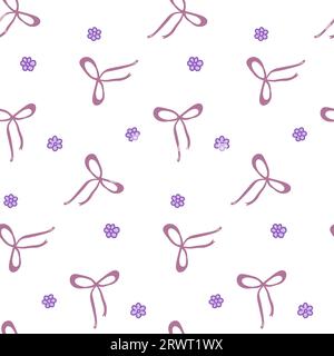 Lavender little flower and bow colorful seamless pattern for textile Stock Vector