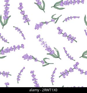 Lavender colorful flower seamless pattern for textile. Stock Vector