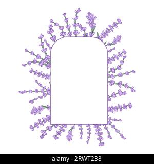 Lavender colorful flower wreath for card or invite. Vector background. Stock Vector