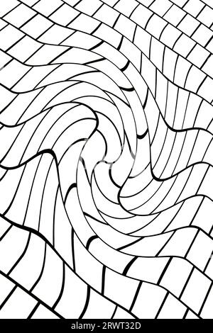 Black and white graphic, rhombuses with concentric waves, format-filling Stock Photo