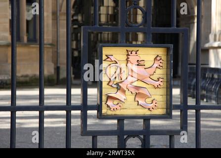 Gate with coat of arms to the Grand Ducal Palace in Luxembourg Stock Photo