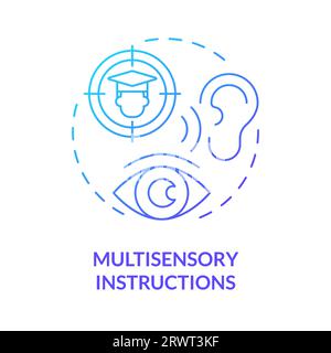 Gradient blue line icon multisensory instructions concept Stock Vector