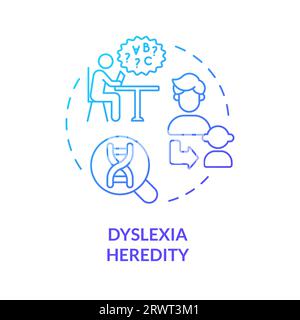 Gradient blue line icon dyslexia heredity concept Stock Vector