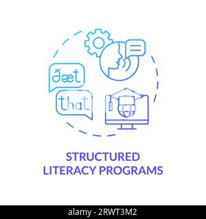 Gradient blue icon structured literacy programs concept Stock Vector