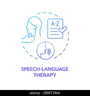 Gradient blue line icon speech language therapy concept Stock Vector