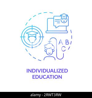 Gradient blue line icon individualized education concept Stock Vector