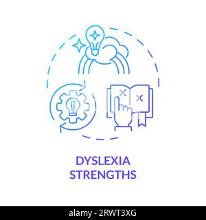 Gradient blue line icon dyslexia strengths concept Stock Vector