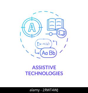 Gradient blue line icon assistive technologies concept Stock Vector
