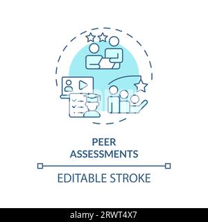 2D blue thin linear icon peer assessments concept Stock Vector