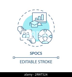 Customizable blue thin linear icon SPOCs concept Stock Vector