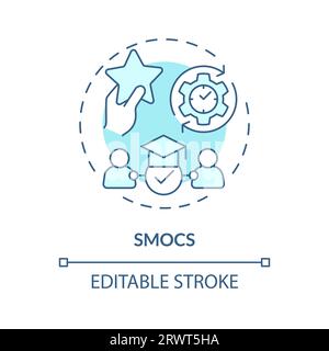 Customizable blue thin linear icon SMOCs concept Stock Vector