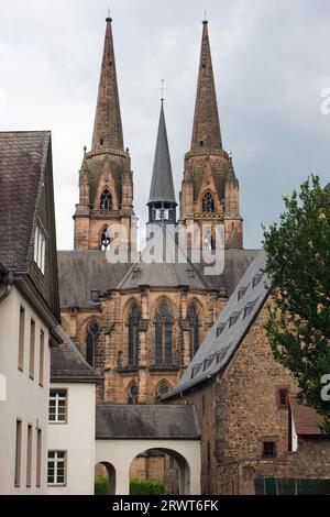 View of the chancel of the Church of St. Elizabeth in which the Saint Elizabeth of Thuringia is buried., Marburg an der lahn, Hesse, Germany, Europe Stock Photo