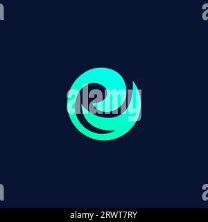 Letter E Ocean Logo Design. E Wave Logo Stock Vector
