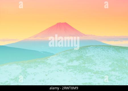 Airy photo of Mt. Fuji in the morning sun Stock Photo