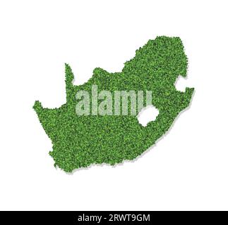 Vector isolated simplified illustration icon with green grassy silhouette of South Africa map. White background Stock Vector