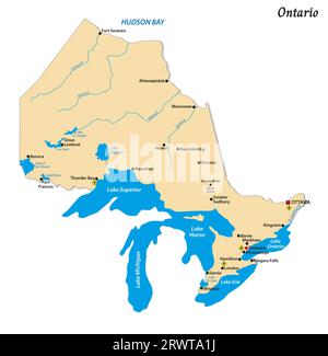 Simple vector map of Ontario, Canada Stock Photo