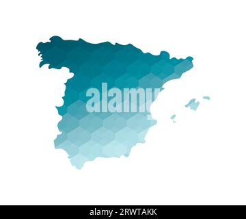 Vector isolated illustration icon with simplified blue silhouette of Spain map. Polygonal geometric style. White background. Stock Vector