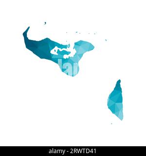 Vector isolated illustration icon with simplified blue silhouette of Kingdom of Tonga map. Polygonal geometric style, triangular shapes. White backgro Stock Vector