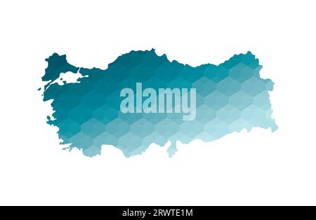 Vector isolated illustration icon with simplified blue silhouette of Turkey map. Polygonal geometric style. White background. Stock Vector